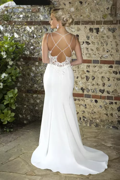 Strappy back wedding online dress